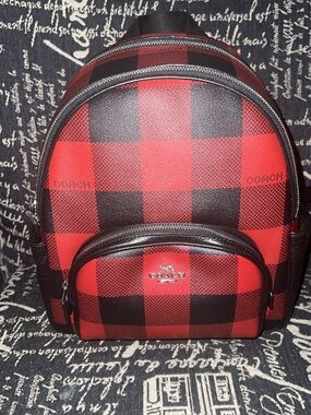Buffalo plaid coach backpack-like new used once